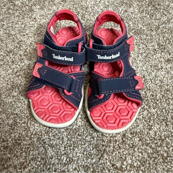Timberland Kids Navy and Pink Sandals - Picture 5 of 11